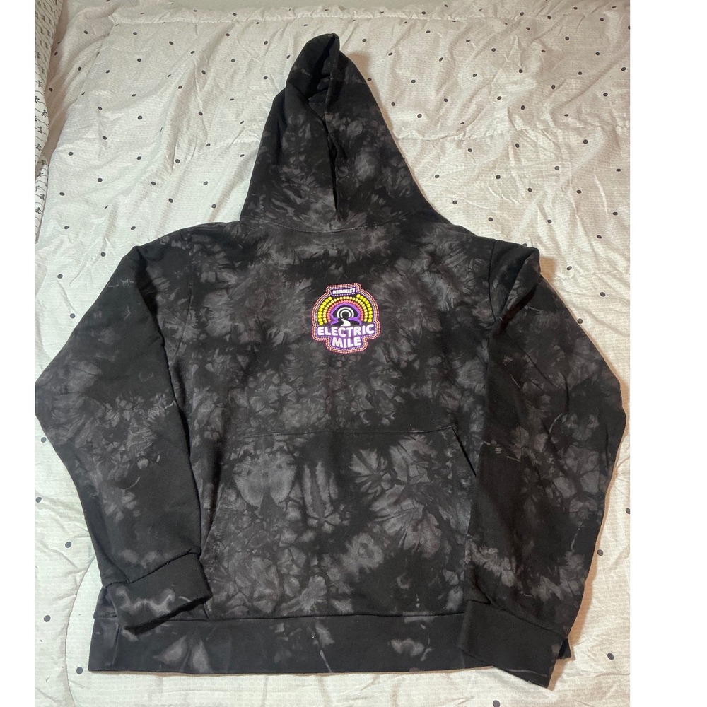 Insomniac Electric Mile Hoodie Mens Large Black‎ Tie Dye Rave Festival Pullover